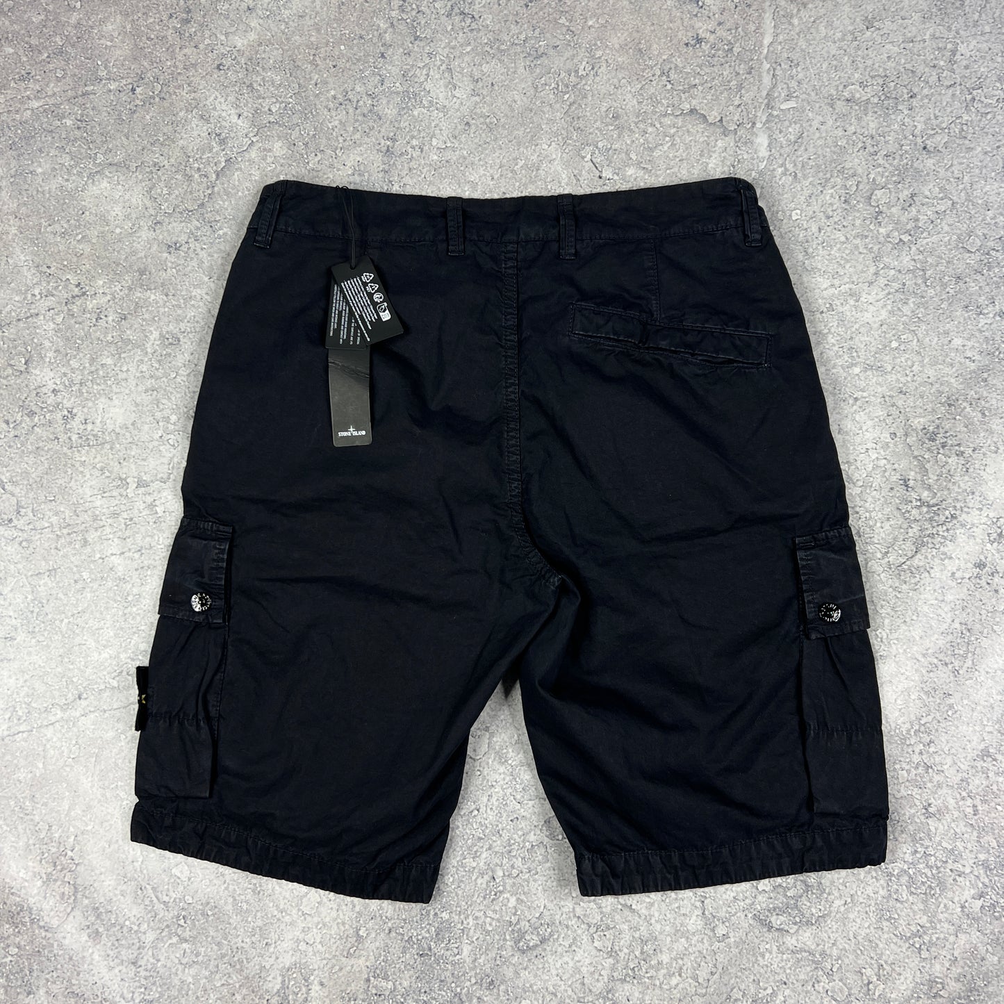 Stone Island Navy Garment Dyed Cargo Shorts W30” BNWT