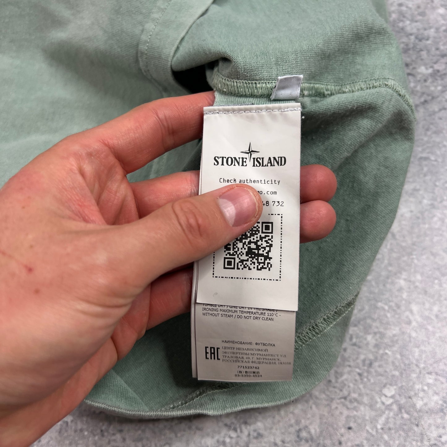 Stone Island Green Garment Dyed T-Shirt Medium 20.25”