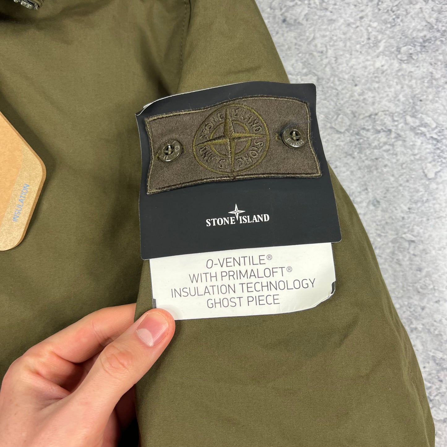 Stone Island Khaki Ghost O-Ventile Primaloft Jacket Large 24” BNWT