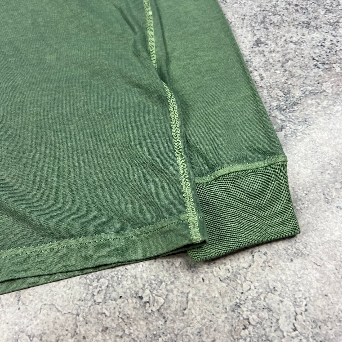 Stone Island Green Garment Dyed Long Sleeve T-Shirt Large 21.5”