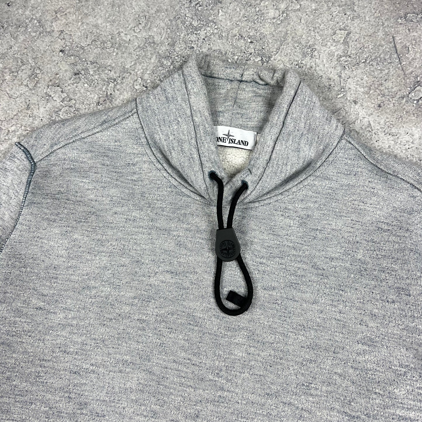 Stone Island Grey/Blue Stitch Logo Pullover Large 22.5”