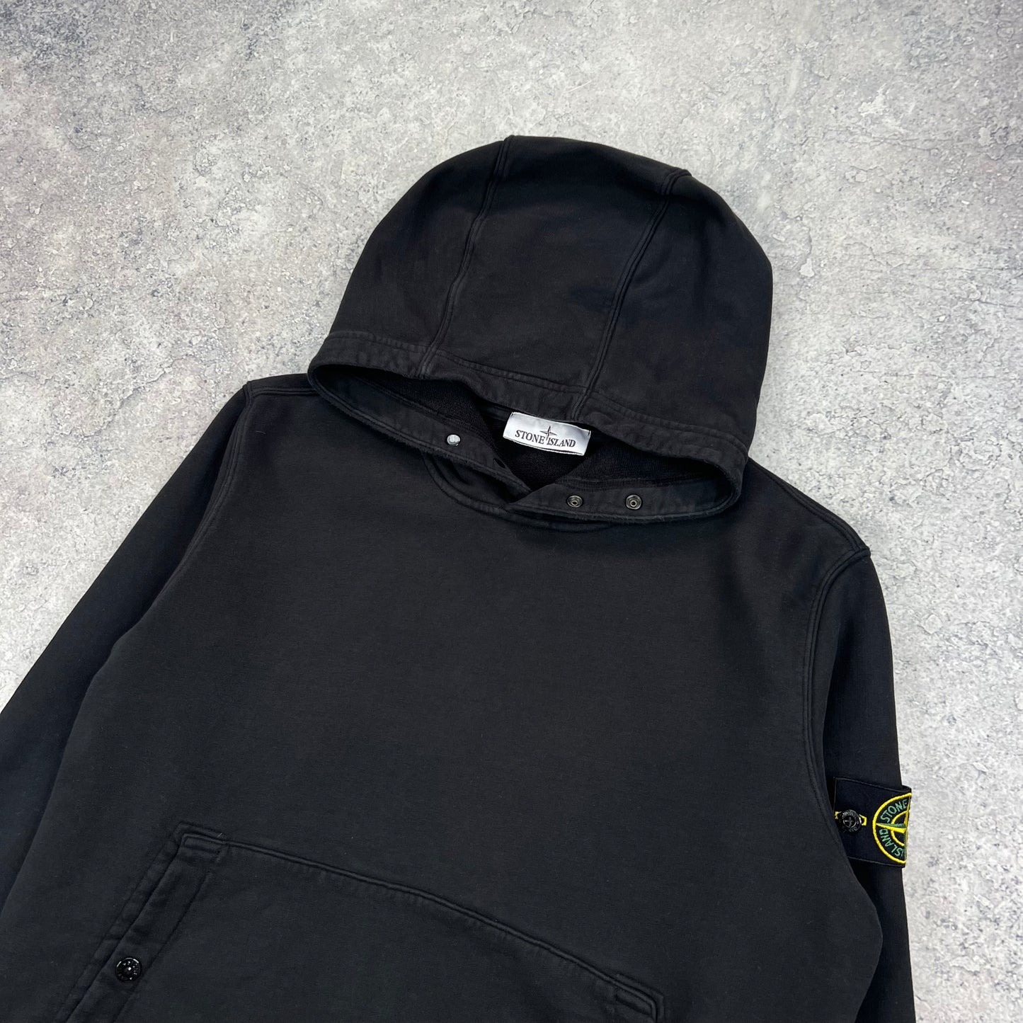 Stone Island Black Pullover Hoodie Large 23.5”
