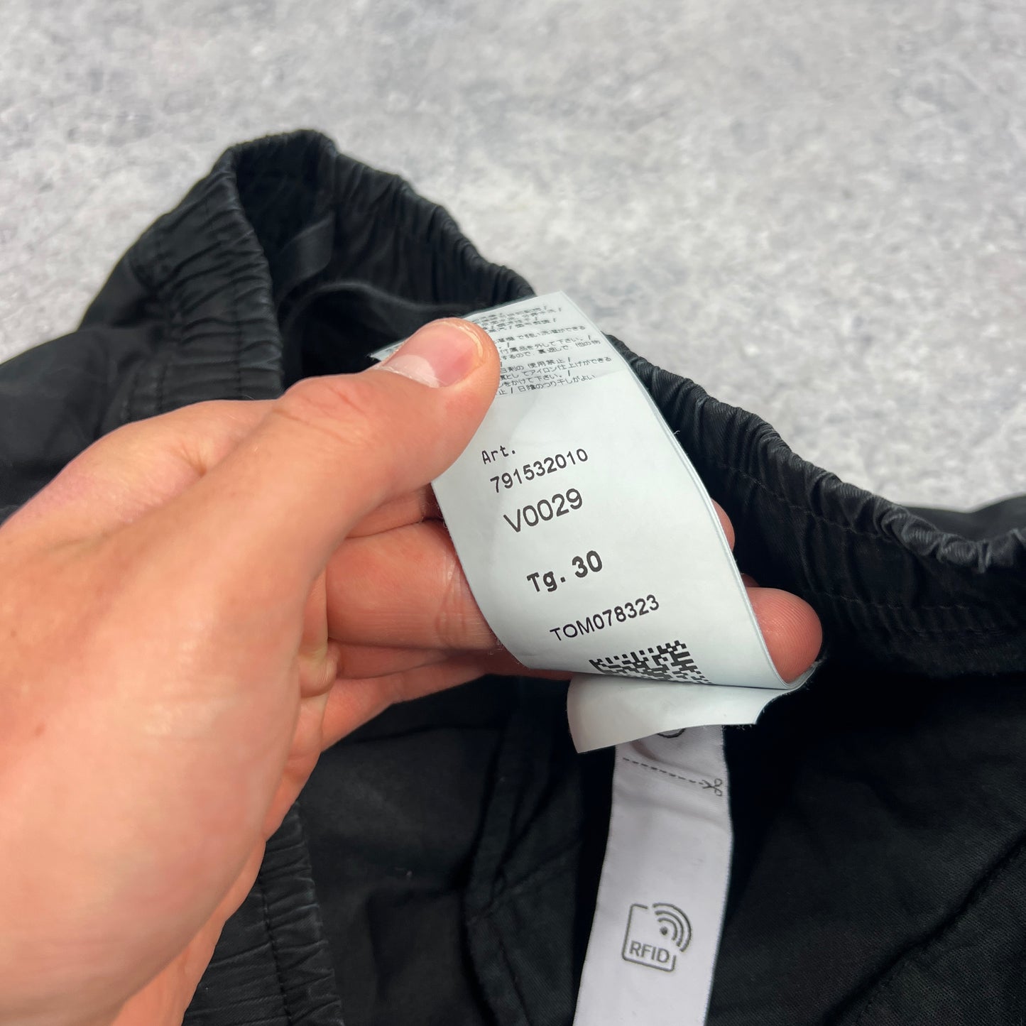 Stone Island Black Cuffed Cargo Trousers W30”