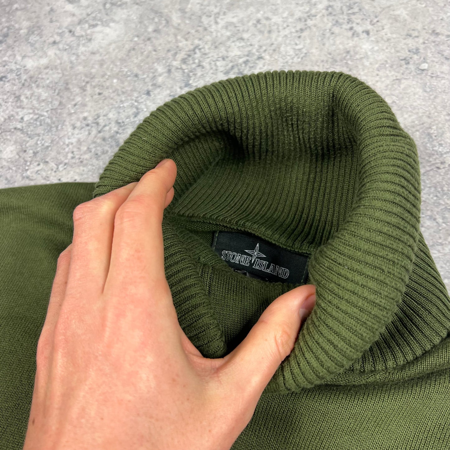 Stone Island Khaki Shadow Project Rollneck Knit Small 20”
