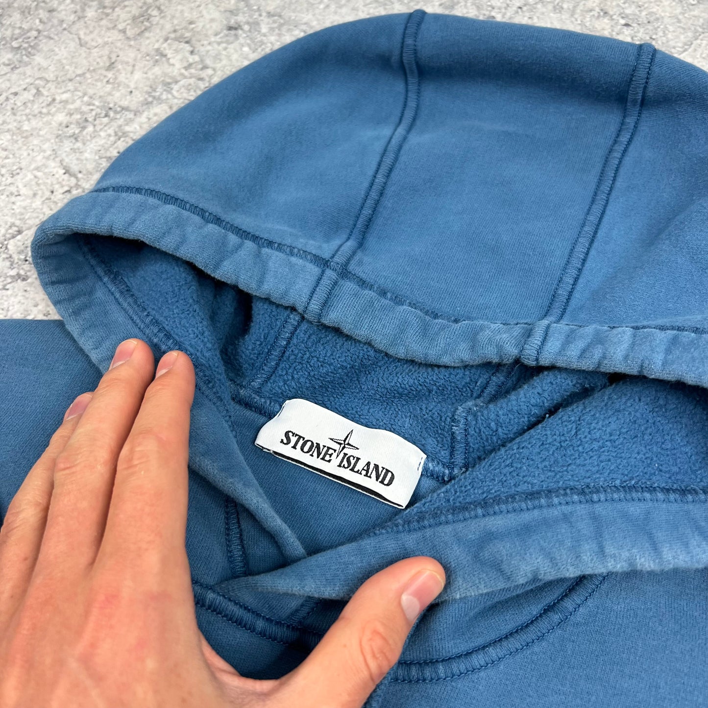 Stone Island Blue Pullover Hoodie Small 21”