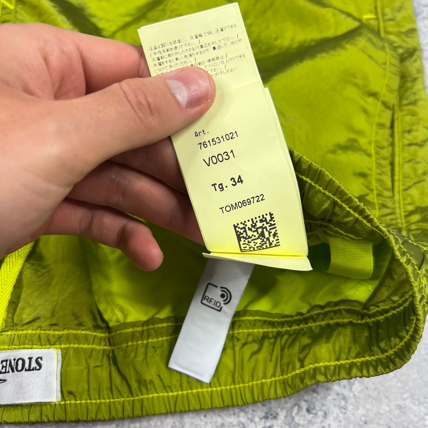 Stone Island Lime Nylon Metal Cargo Trousers W34”