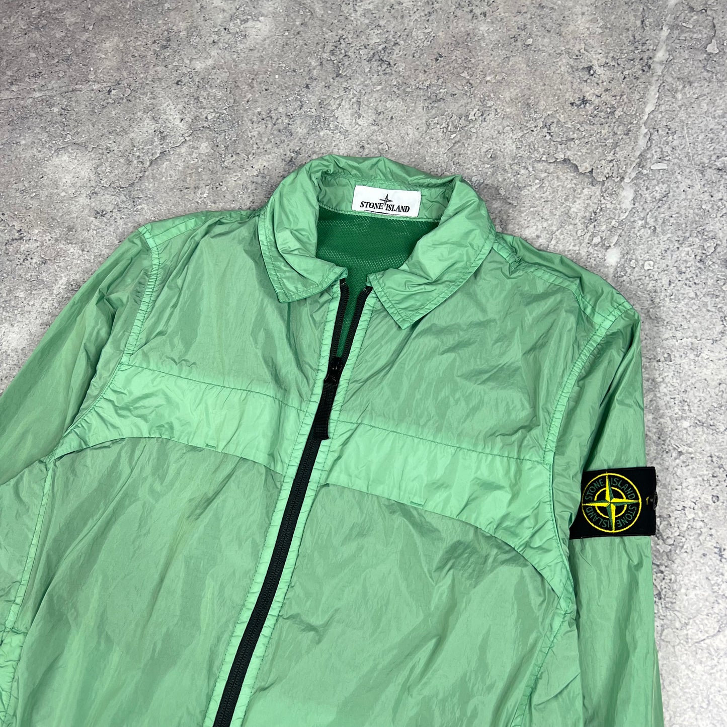 Stone Island Green Crinkle Reps Overshirt Small 19.75”