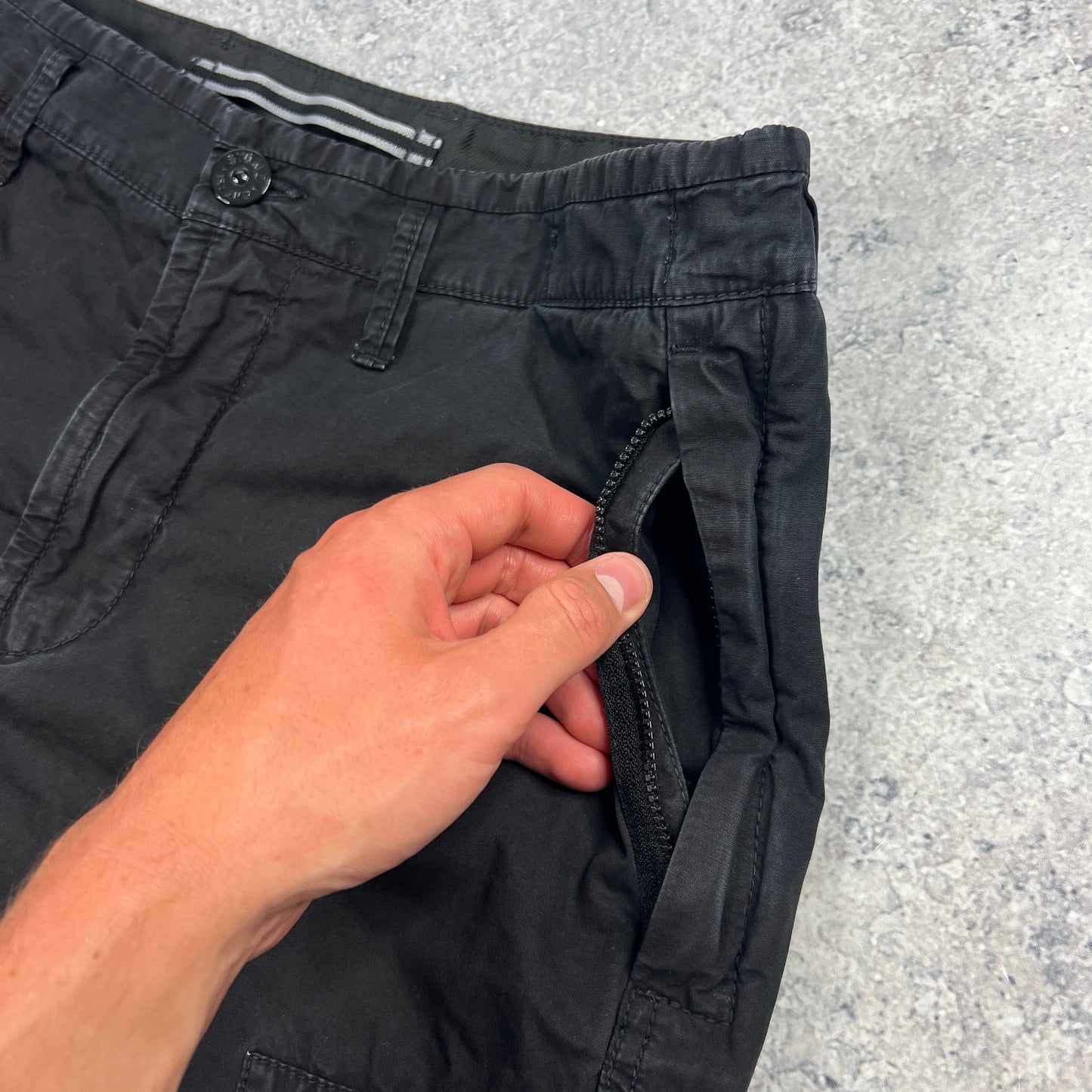 Stone Island Black Slim Cargo Shorts W30”