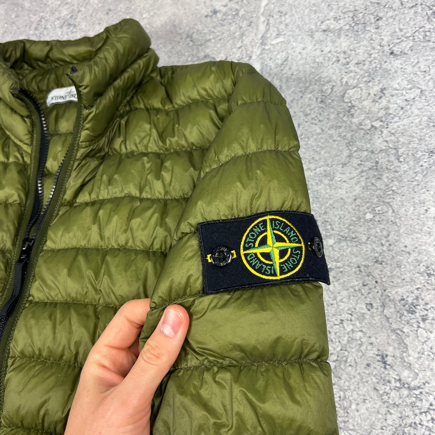 Stone Island Khaki Micro Yarn Down Jacket Large 22”