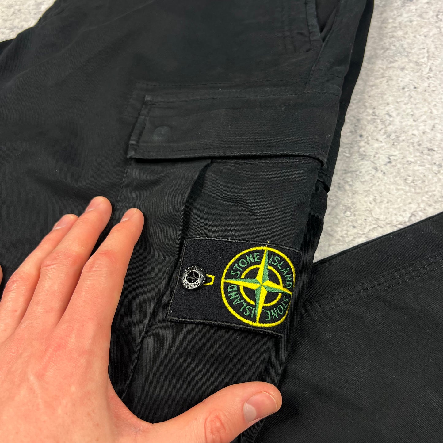 Stone Island Black Slim Cargo Trousers W32”