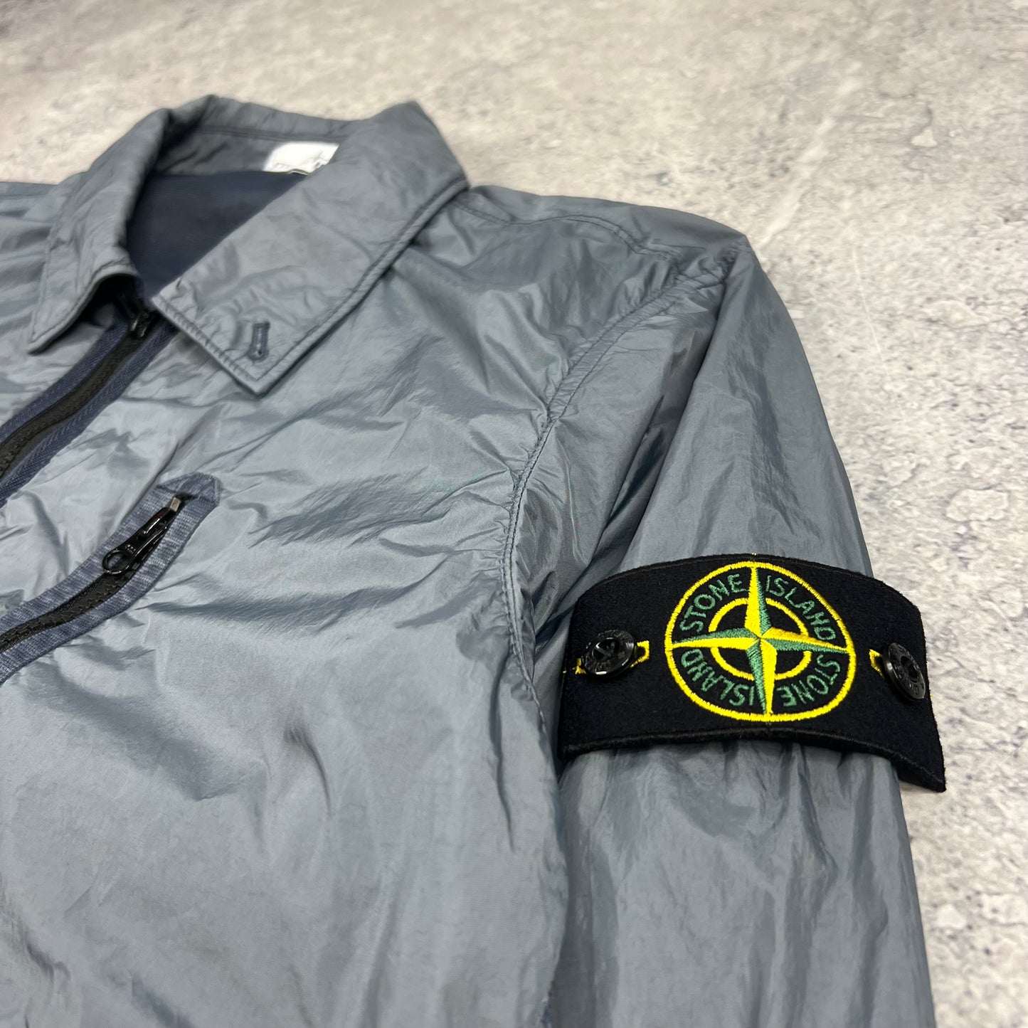 Stone Island Blue Crinkle Reps Overshirt Medium 21.75”