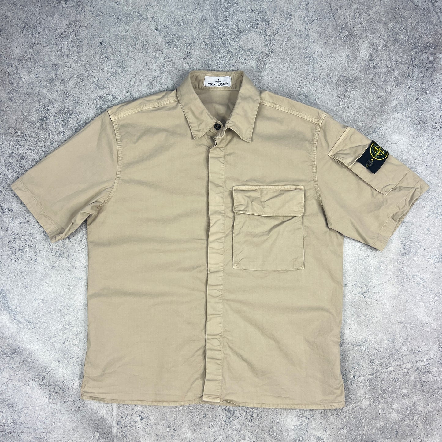 Stone Island Beige S/S Shirt Large 23”