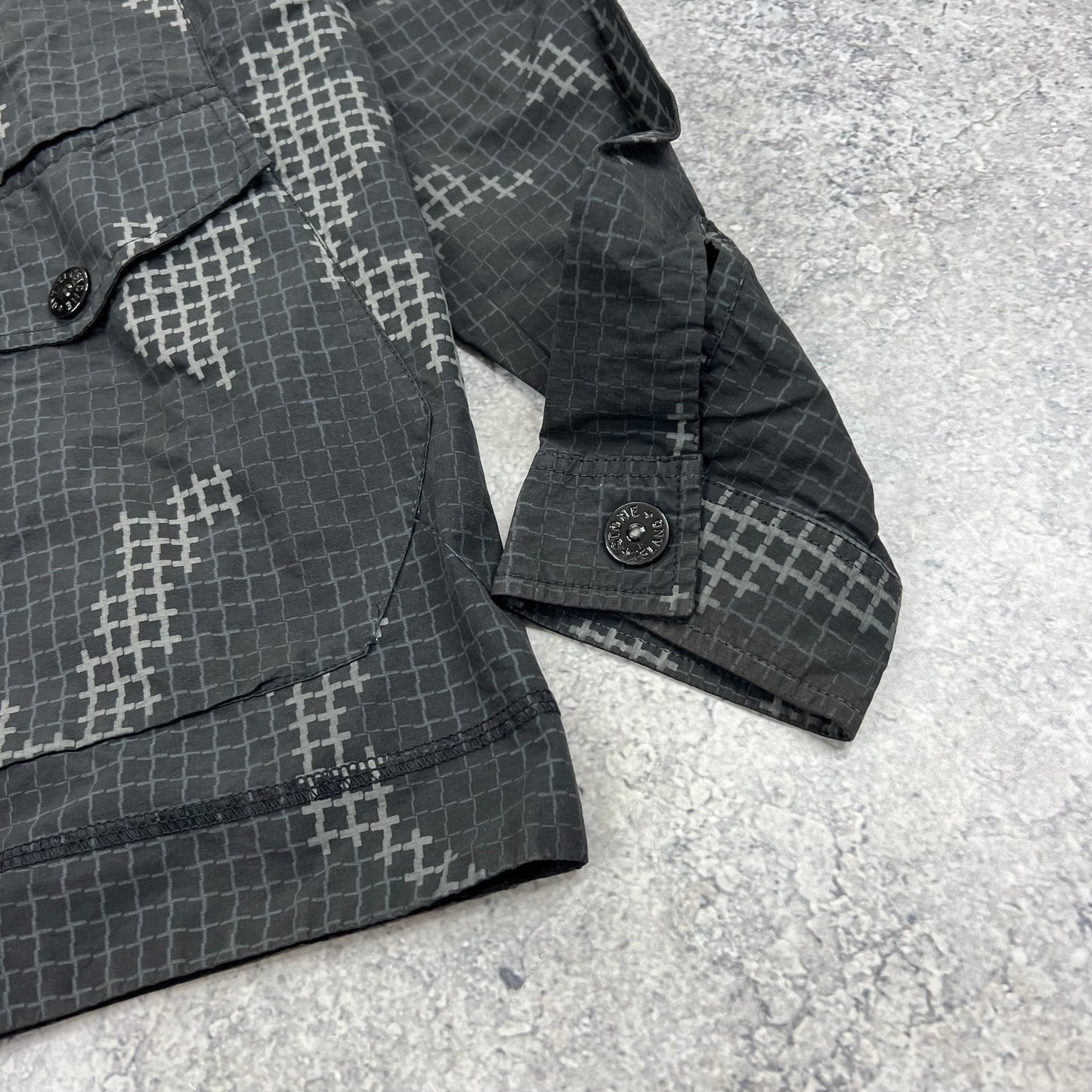 Stone Island Black Grid Camo Overshirt Medium 21”