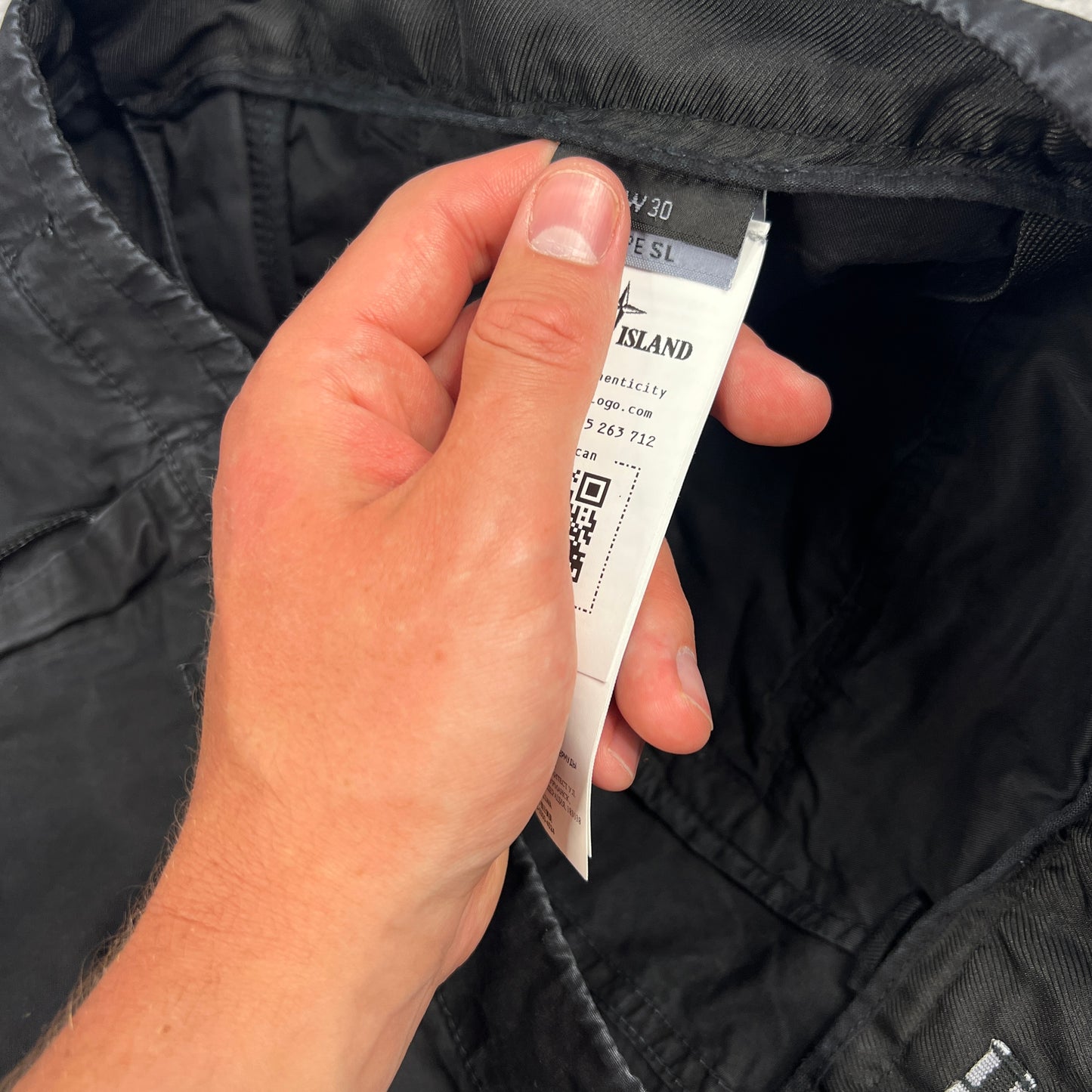 Stone Island Black Slim Cargo Shorts W30”