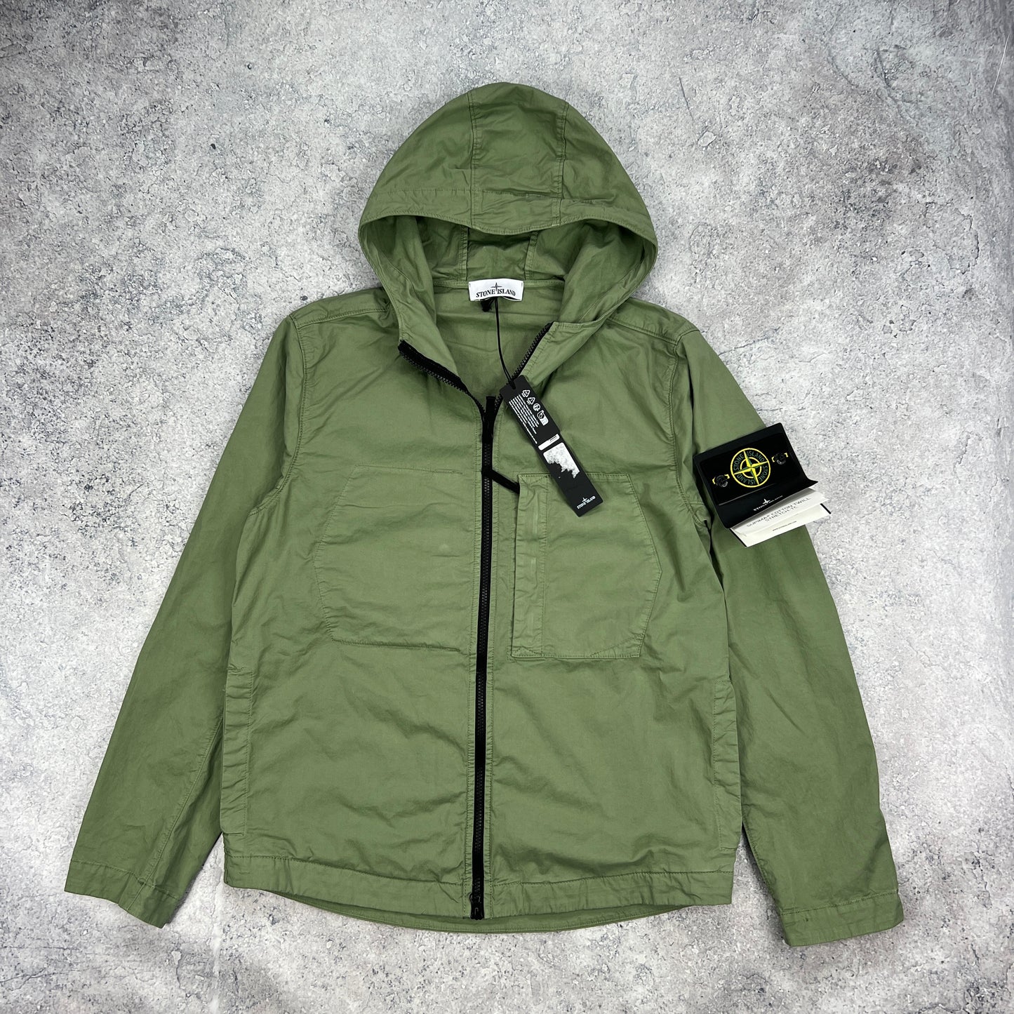 Stone Island Green Supima Cotton Twill Jacket Medium 21.5” BNWT
