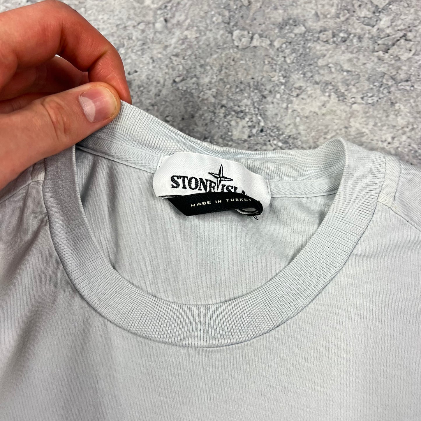 Stone Island Ice Blue Patch T-Shirt Small 19”