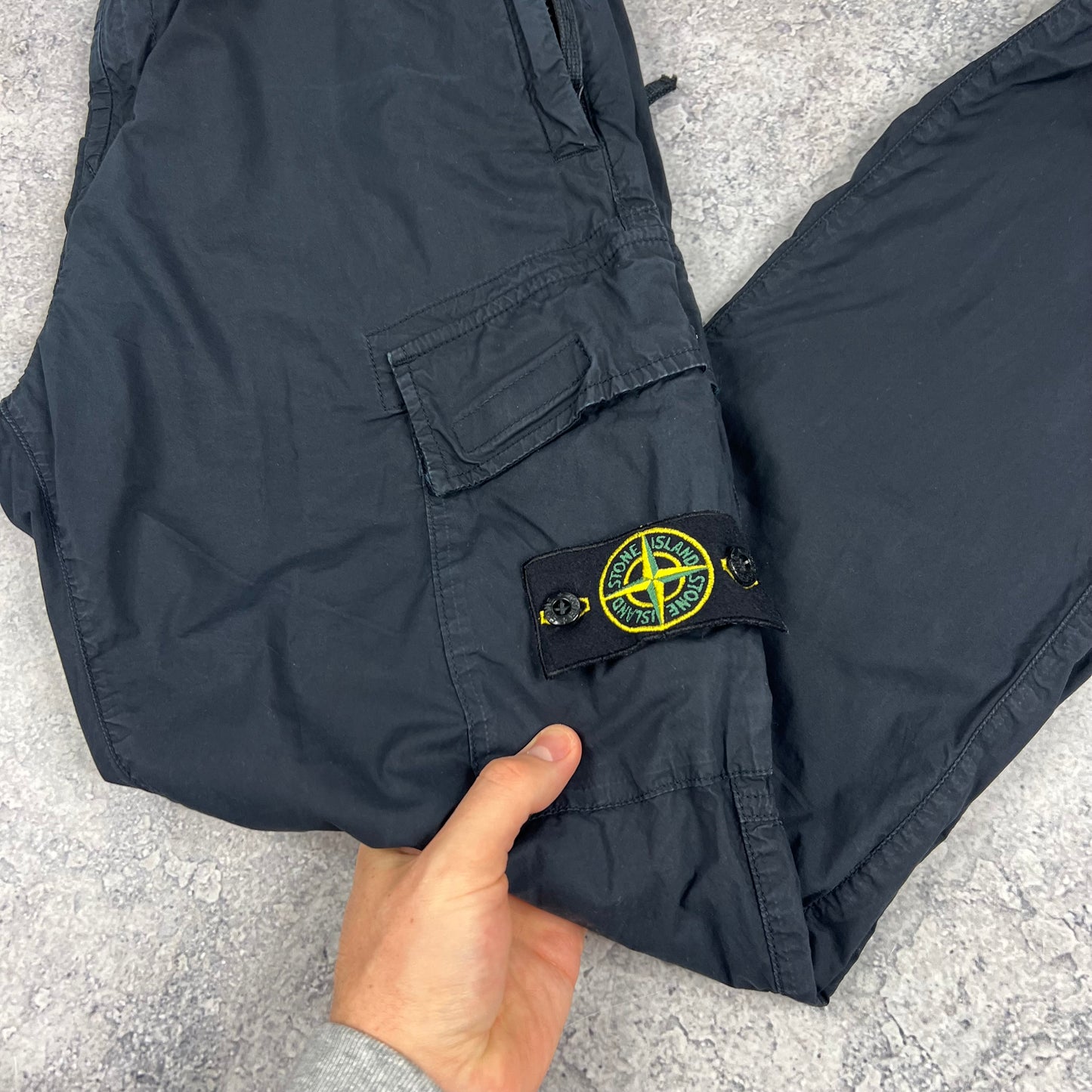 Stone Island Navy Tela Parachute Cargo Trousers W30”