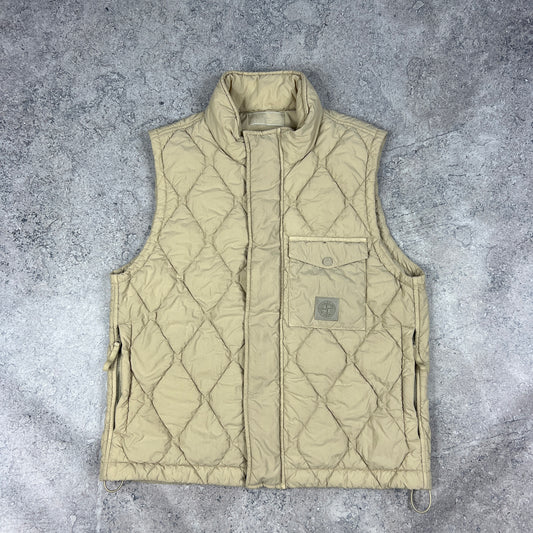Stone Island Beige Nylon Smerigliato Gilet Medium 21”