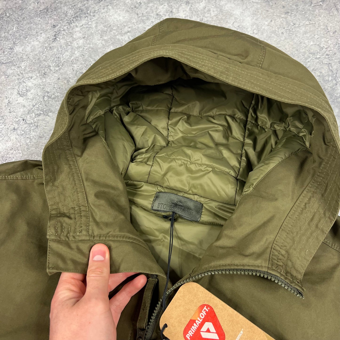Stone Island Khaki Ghost O-Ventile Primaloft Jacket Large 24” BNWT
