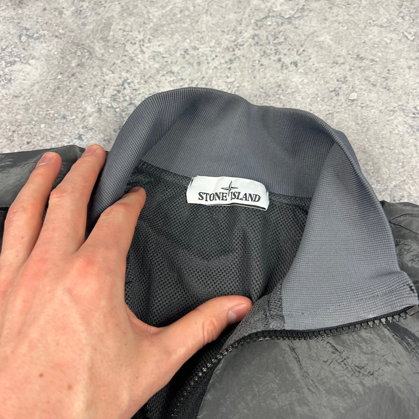 Stone Island Grey Nylon Metal Pullover Medium 22.5”