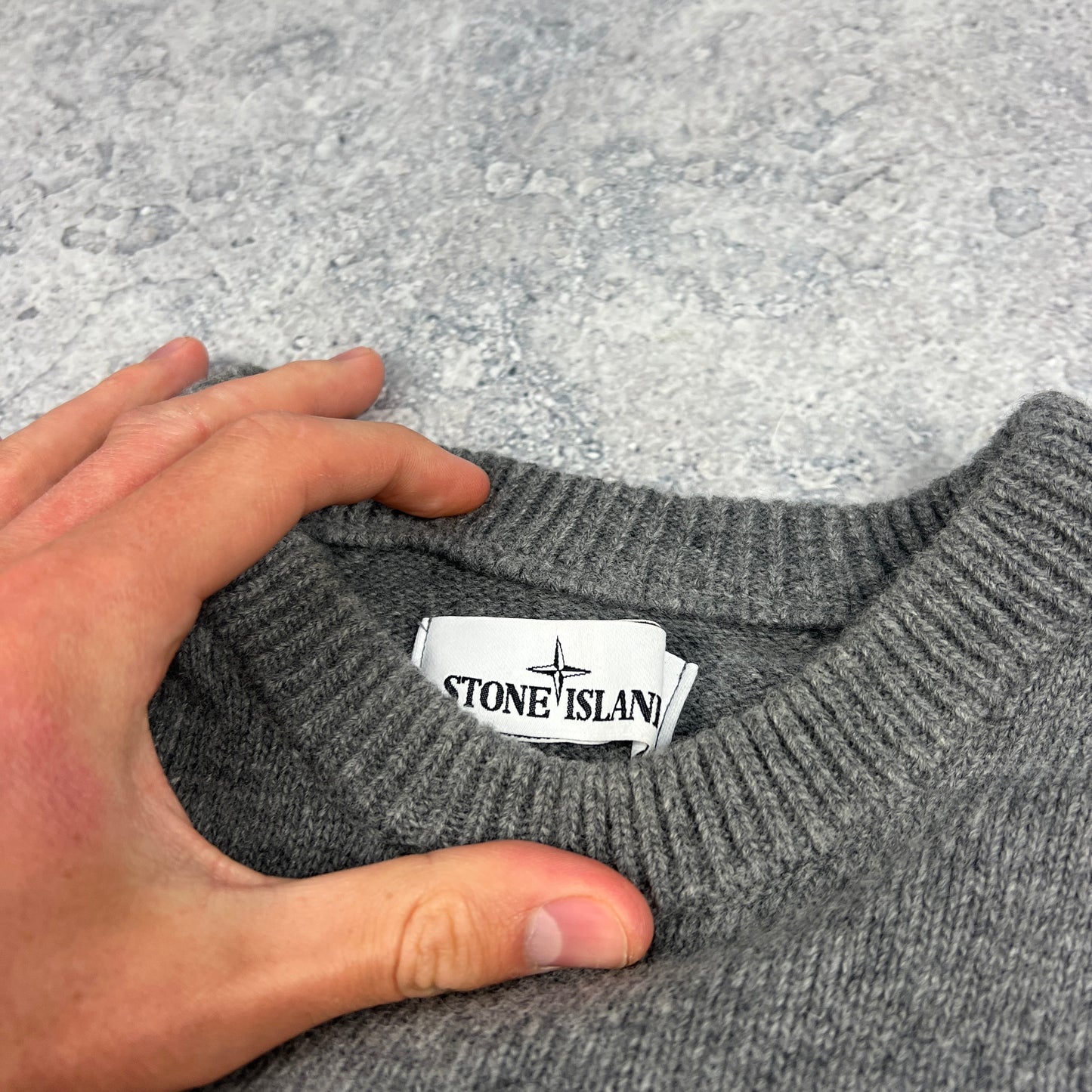Stone Island Grey Wool Knit Jumper Medium 20.5”