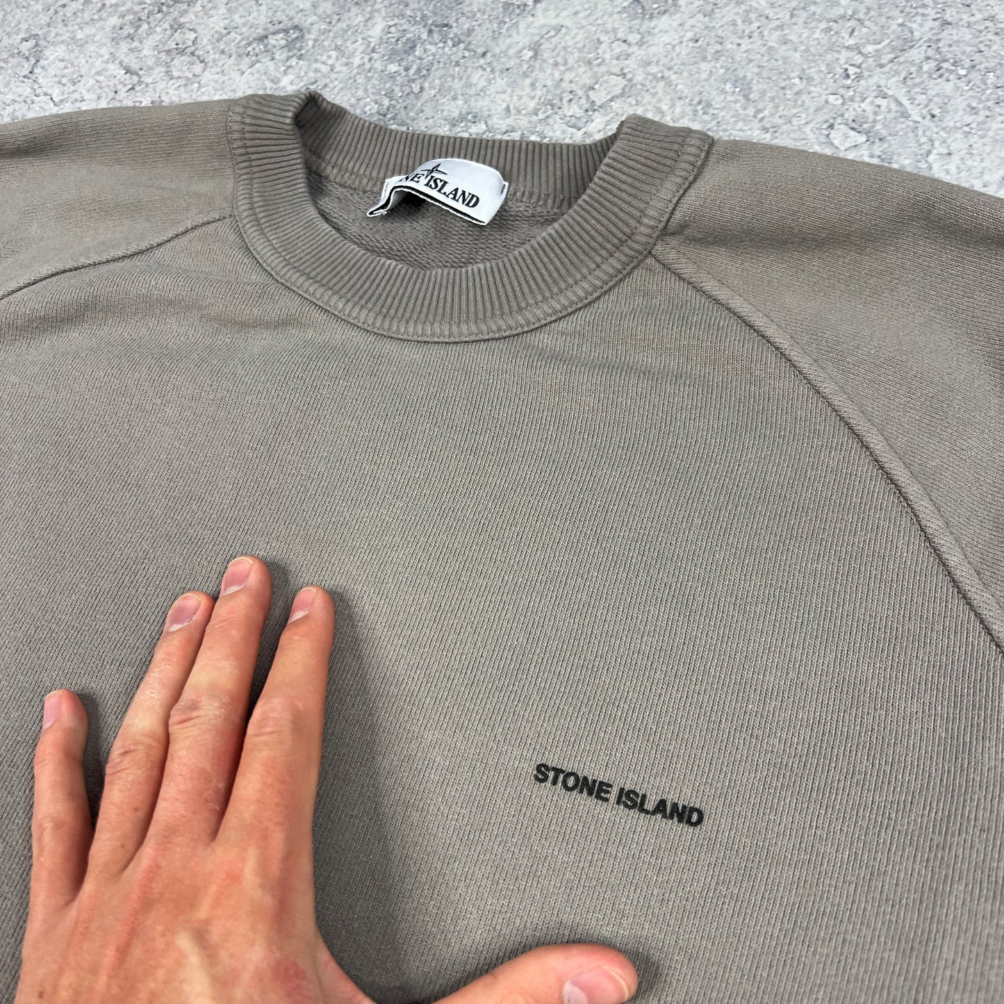 Stone Island Grey Letter Logo Sweatshirt XXL 26.75”