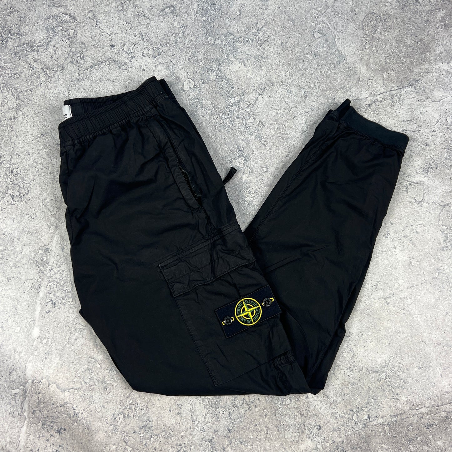 Stone Island Black Tela Parachute Cargo Trousers W32”