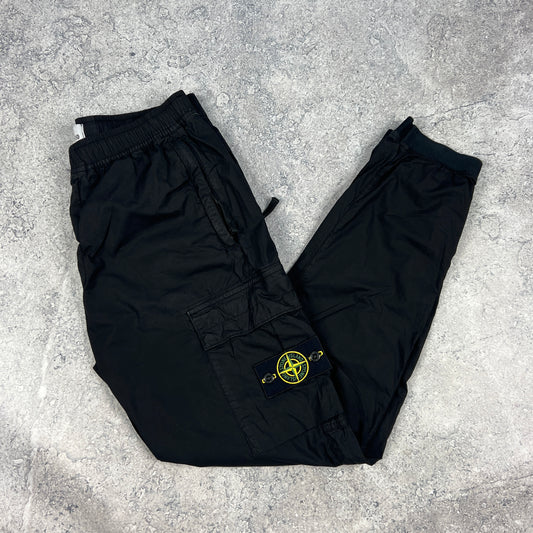 Stone Island Black Tela Parachute Cargo Trousers W32”
