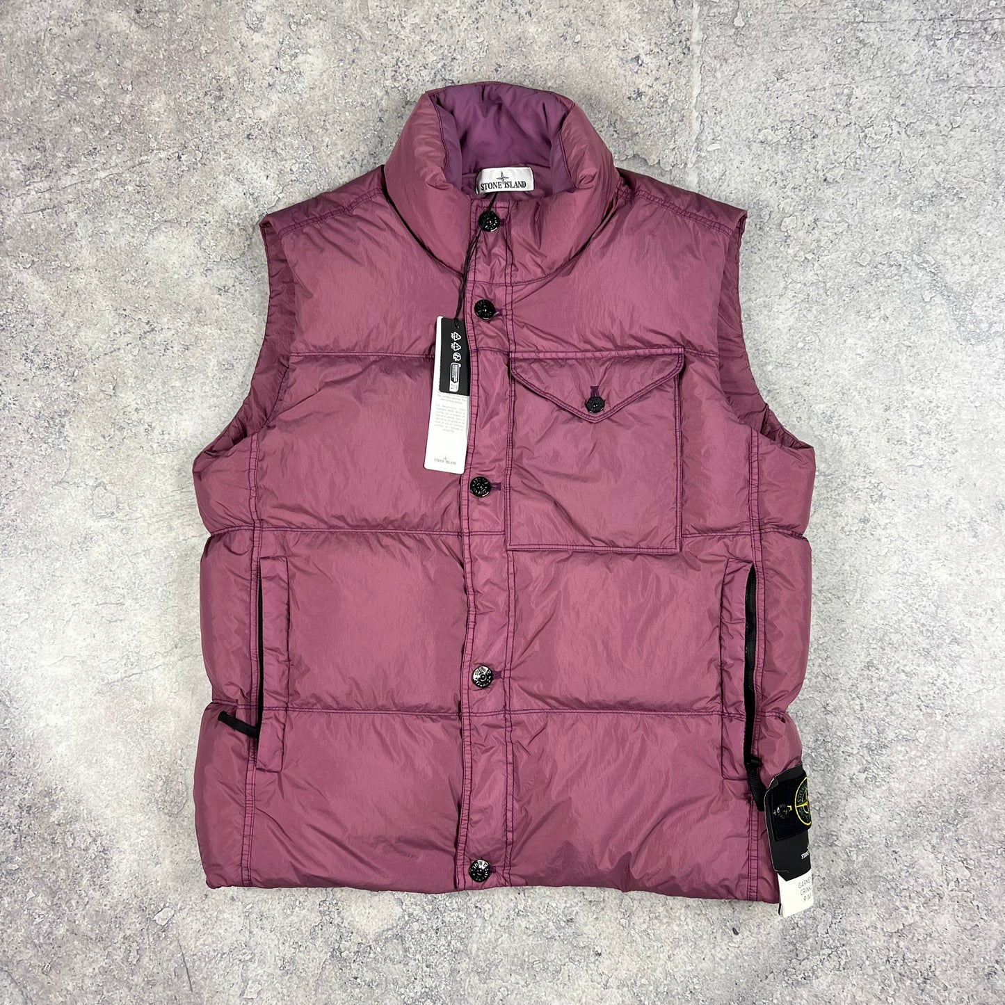 Stone Island Crinkle Reps Down Gilet Large 24.25” BNWT