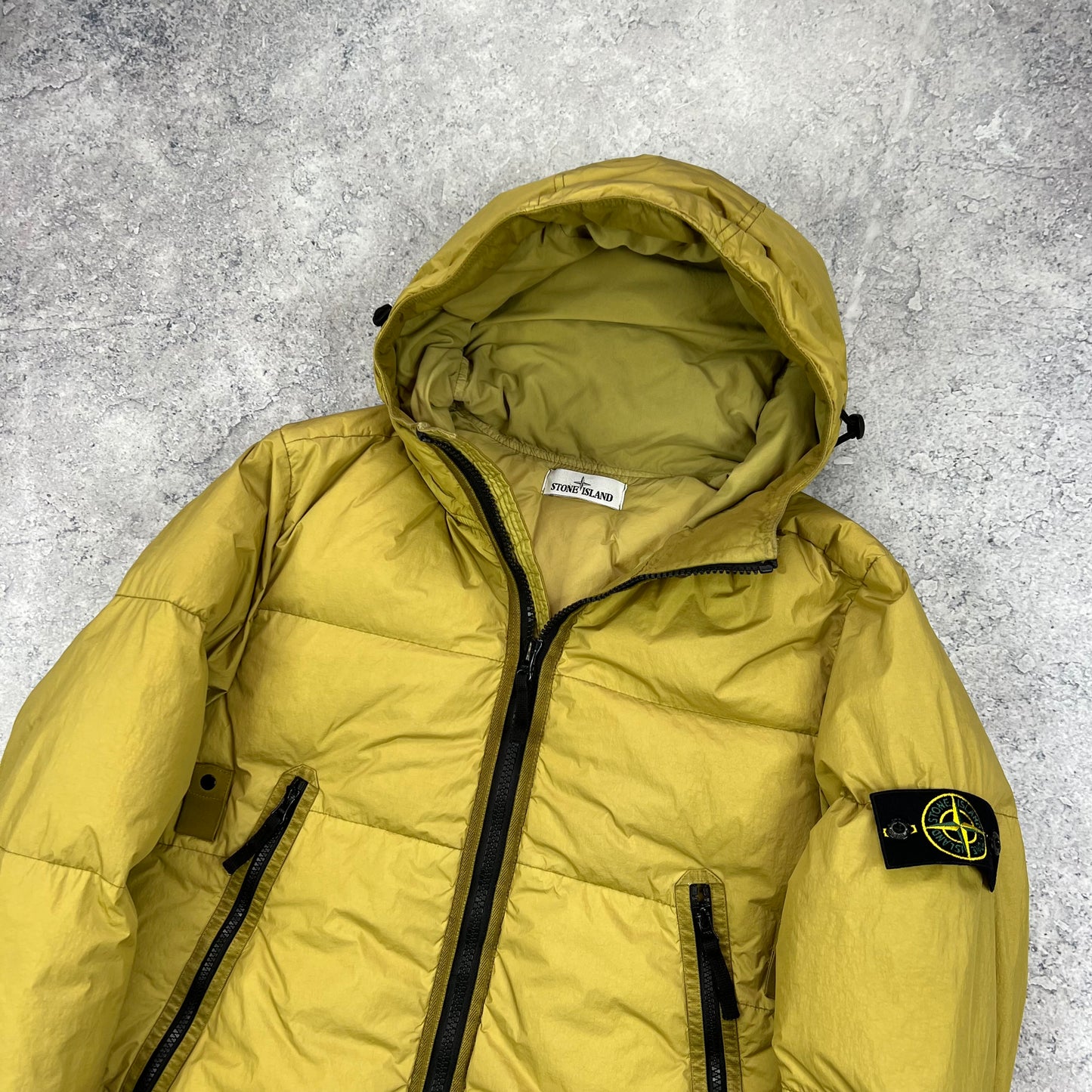 Stone Island Mustard Crinkle Reps Down Jacket Large 23”
