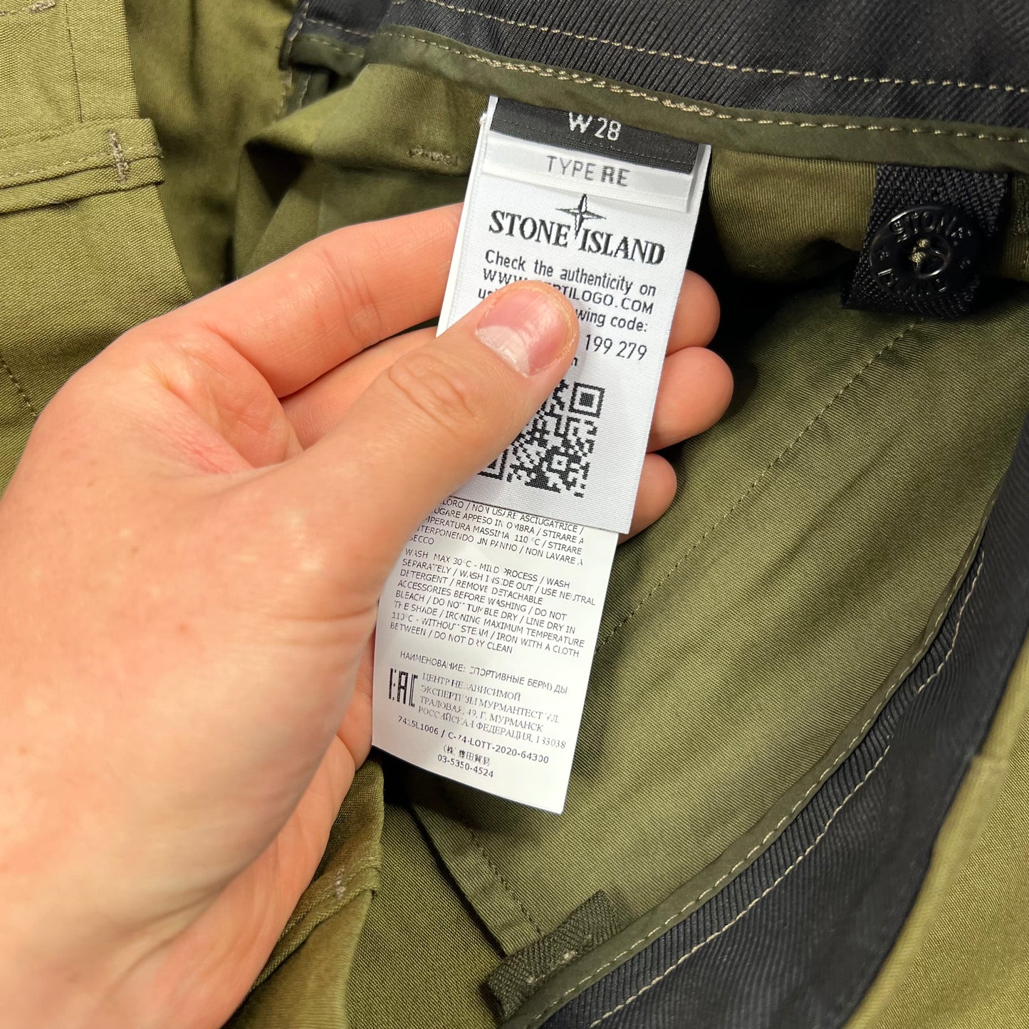 Stone Island Khaki Cargo Shorts W28-30”