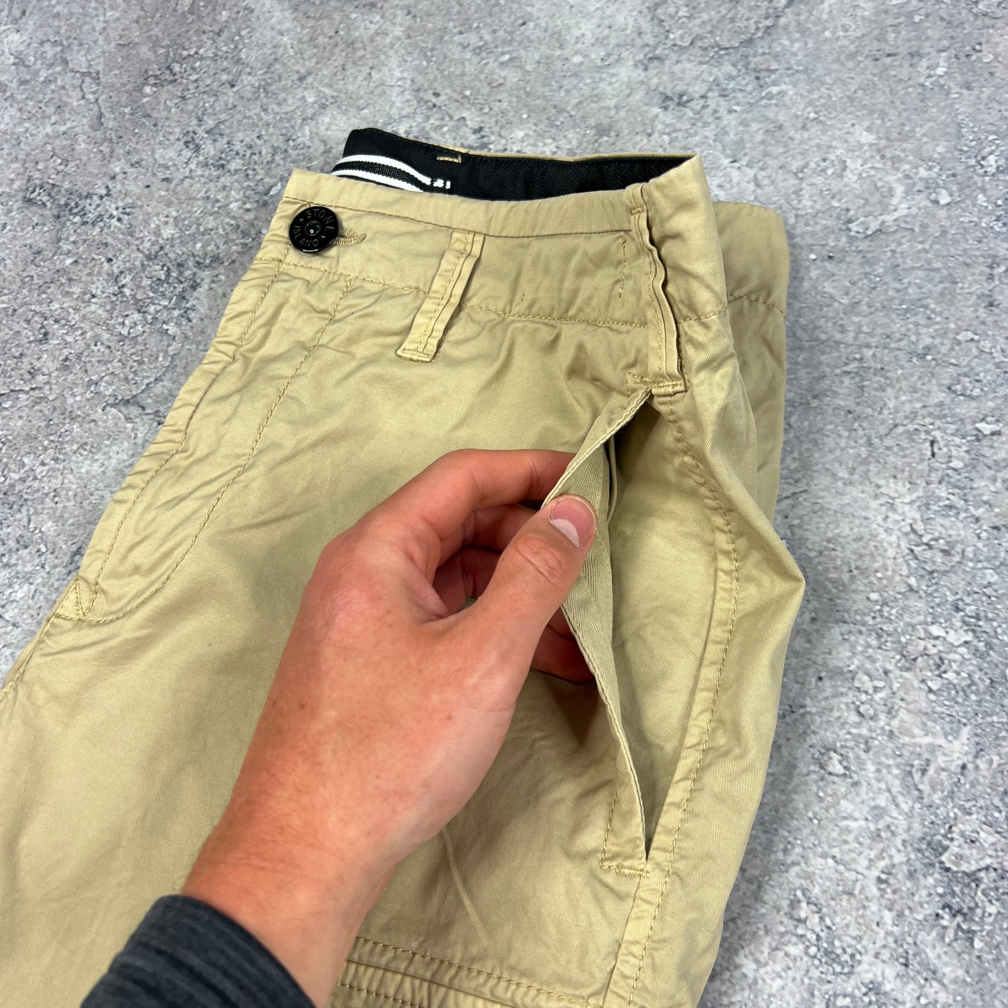 Stone Island Beige Slim Cargo Trousers W30”