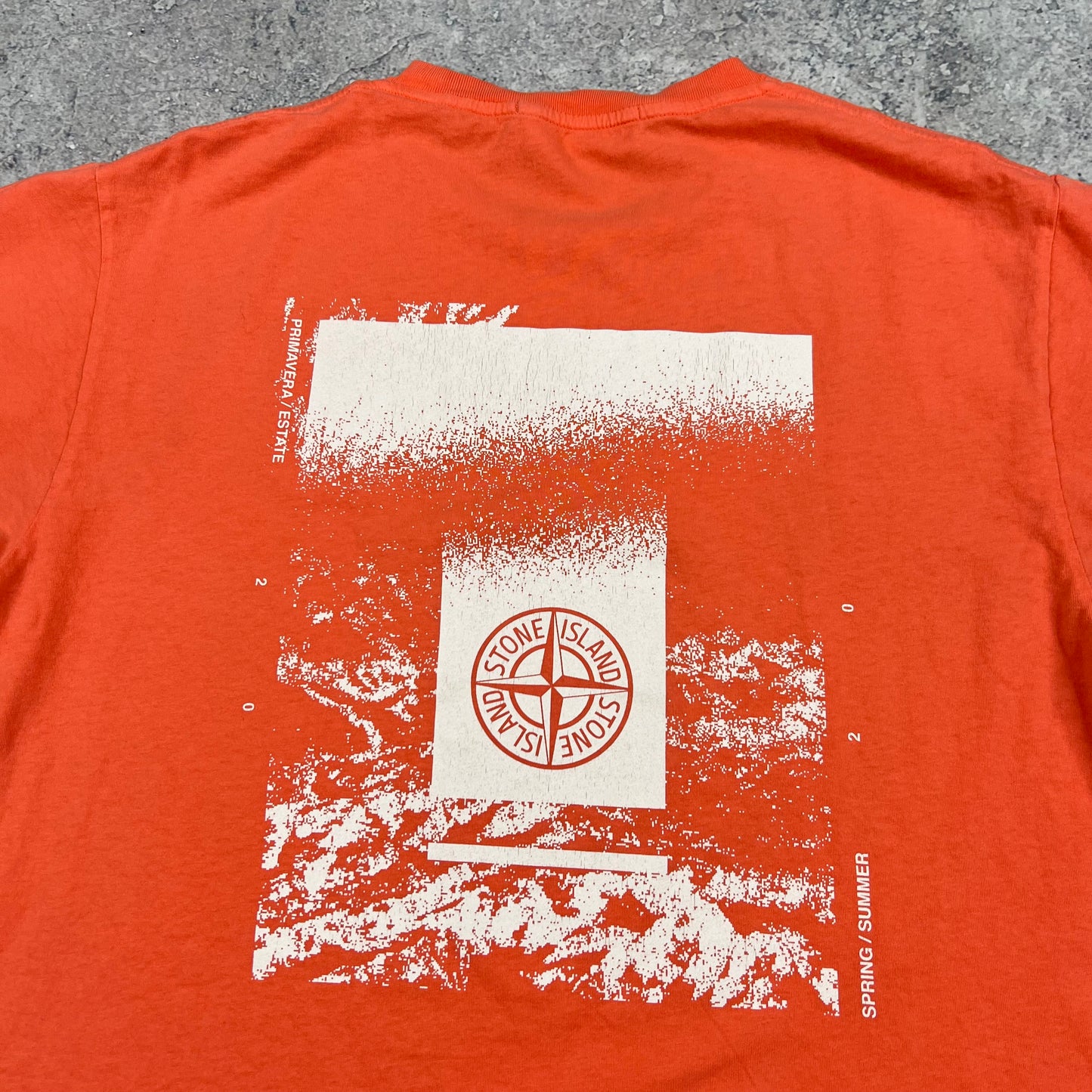 Stone Island Orange/White Logo T-Shirt Medium 19.75”
