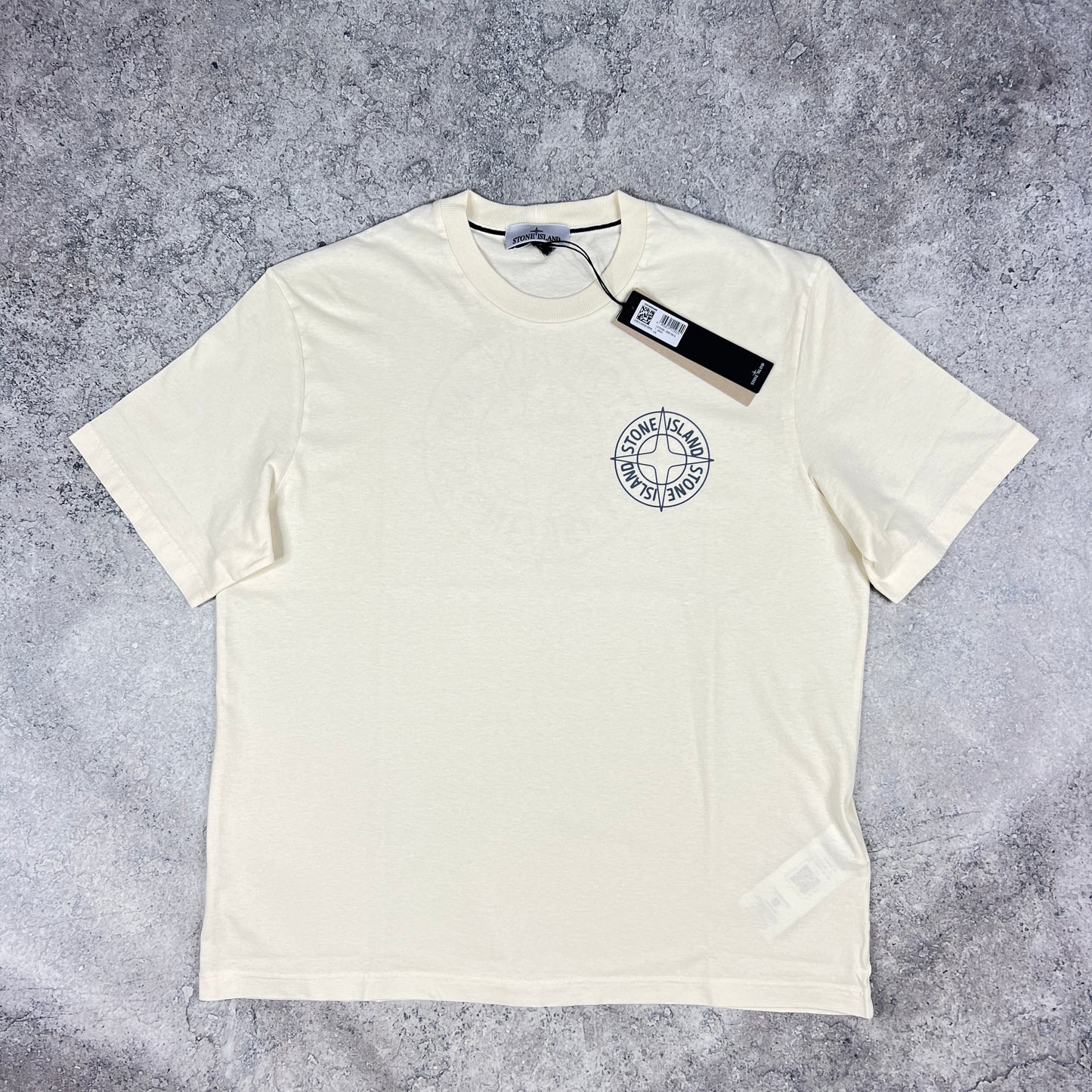 Stone Island Cream/Blue Compass T-Shirt BNWT