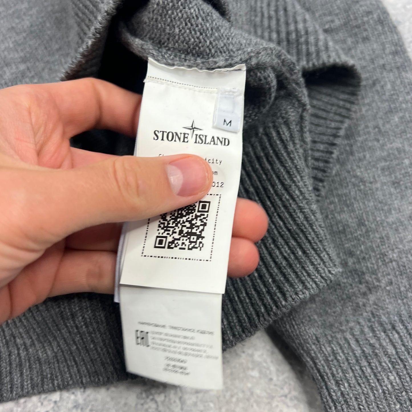Stone Island Grey Wool Knit Jumper Medium 20.5”