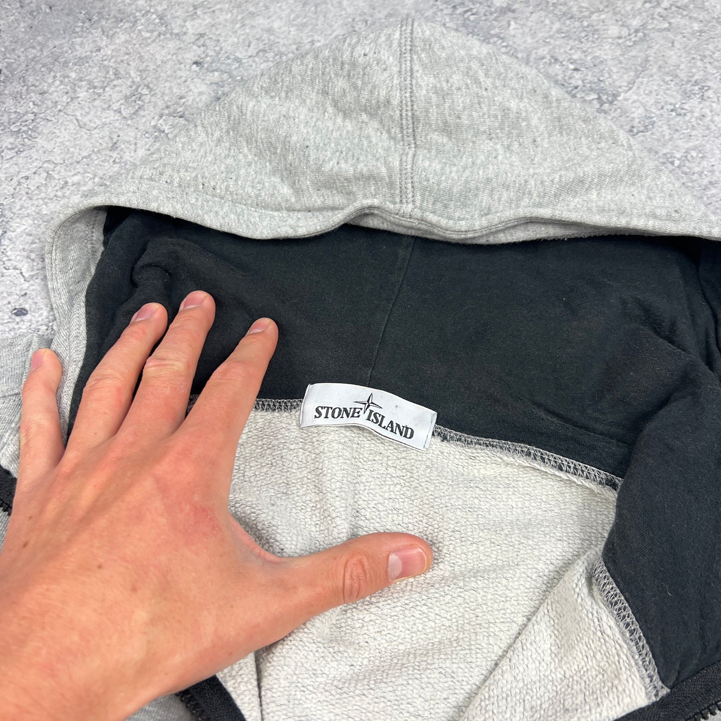 Stone Island Grey FZ Hoodie Large 23”