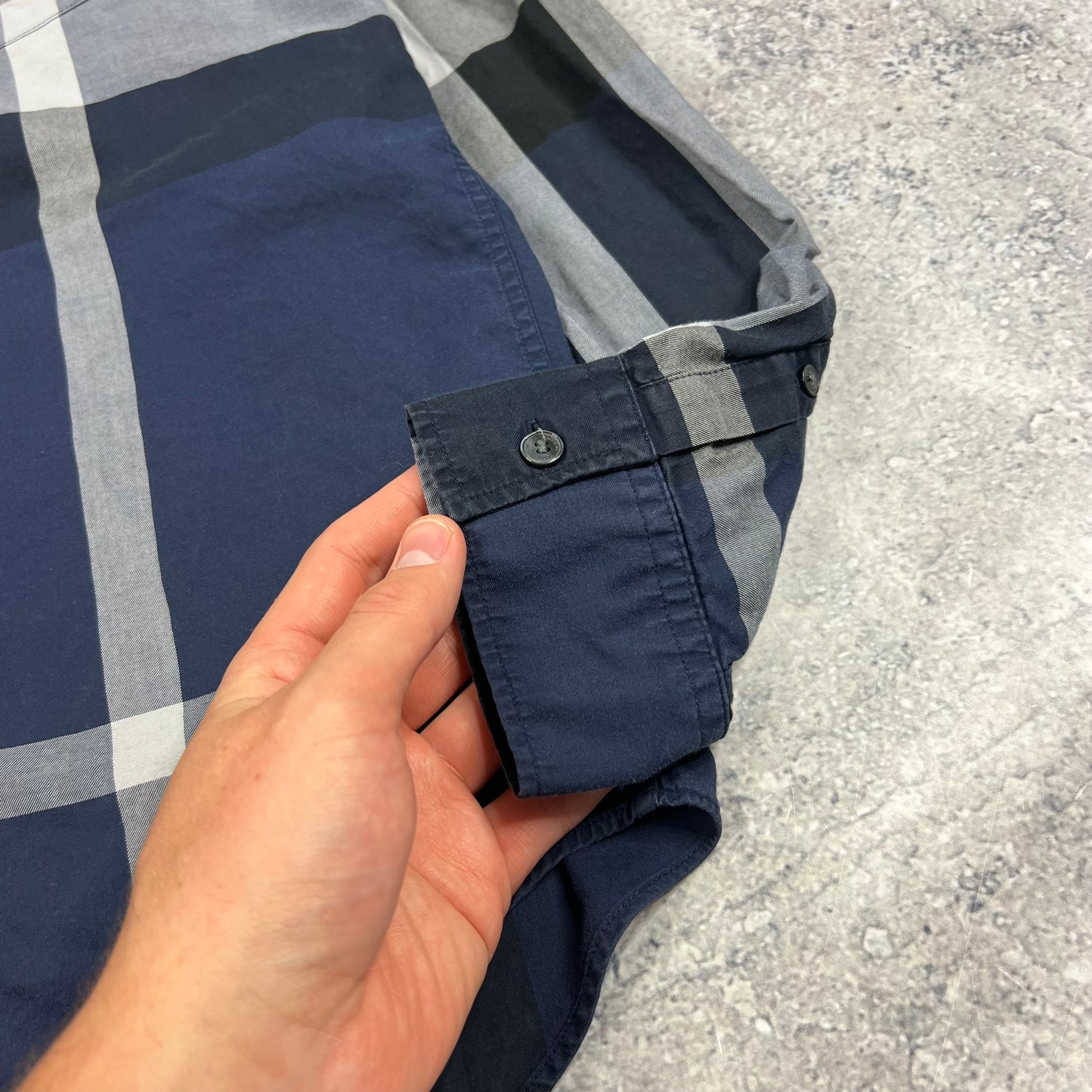 Burberry Navy Check Shirt Large 22”