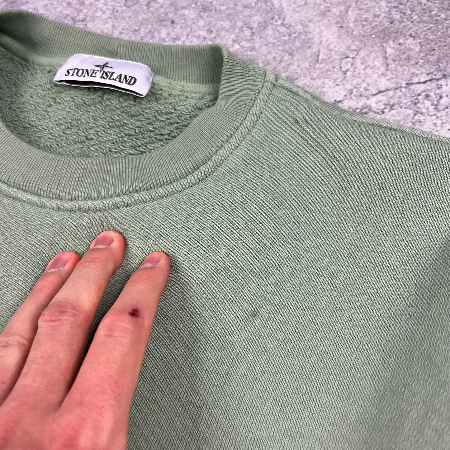 Stone Island Green Heavy Embroidered Logo Sweatshirt XL 25”