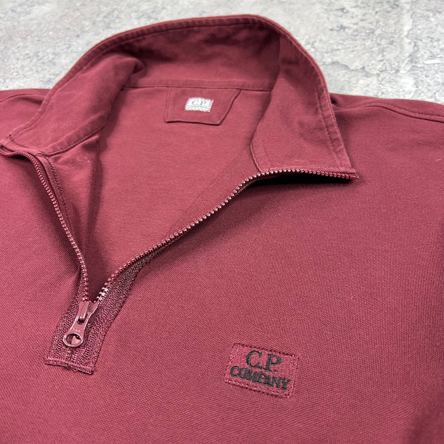 CP Company Burgundy Quarter Zip Medium 20.5”