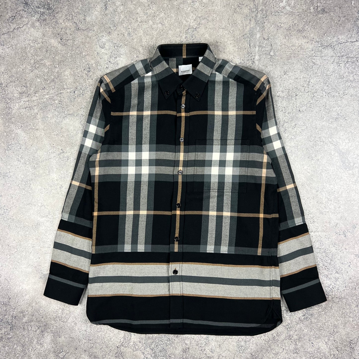 Burberry Black Check Flannel Shirt Medium (Fits L) 22.75”