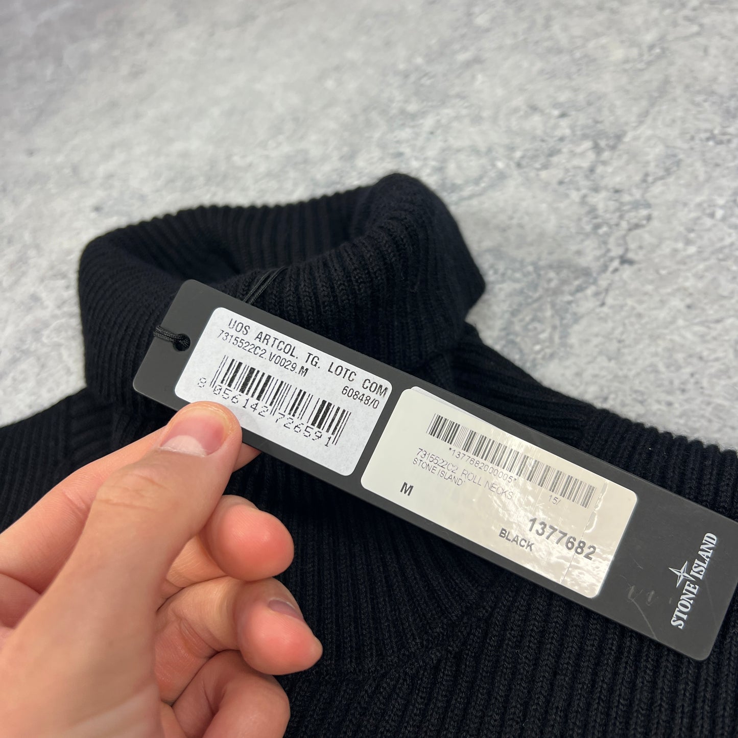 Stone Island Black Rollneck Ribbed Jumper Medium 18” BNWT