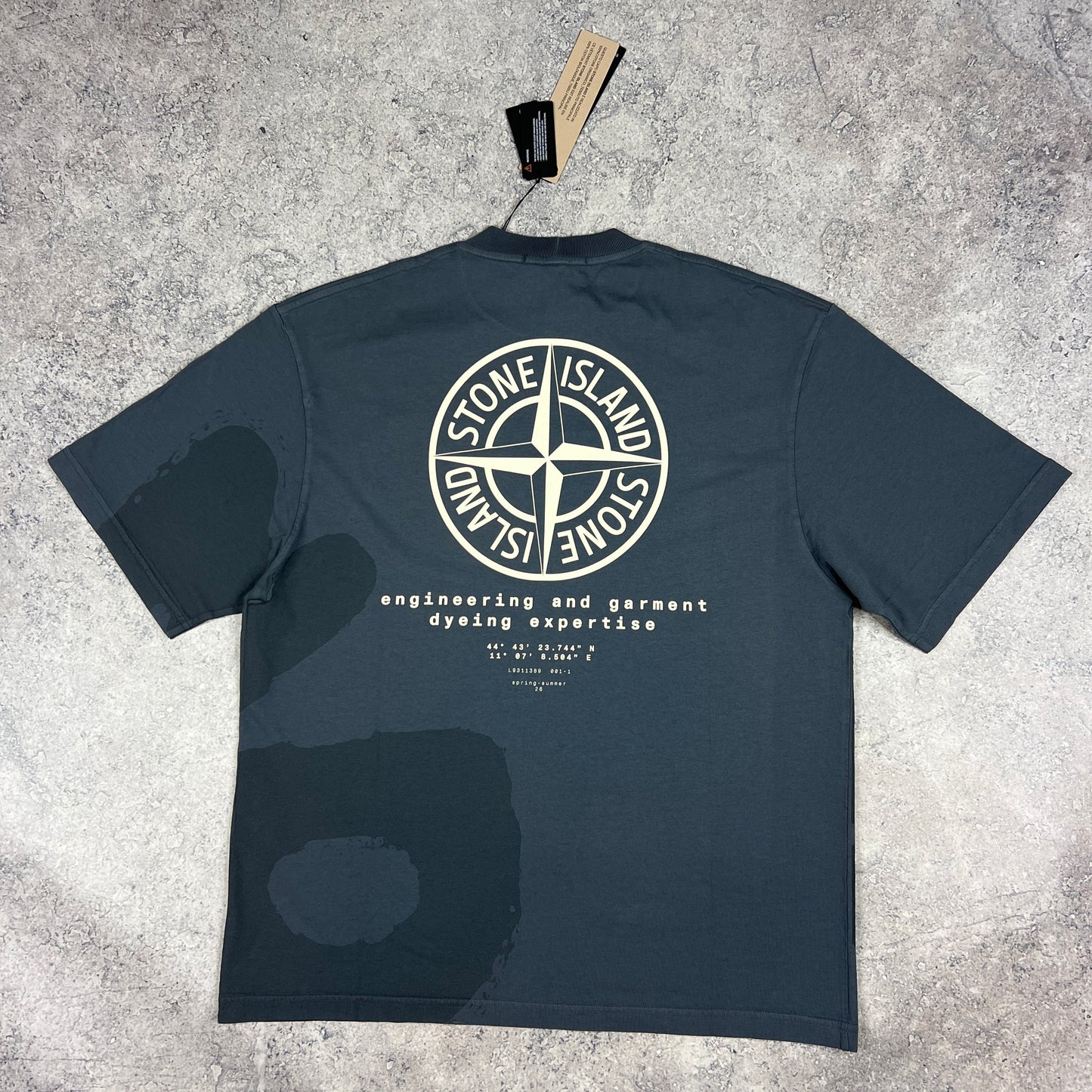 Stone Island Blue Whirlwind Logo T-Shirt Medium 22.75” BNWT