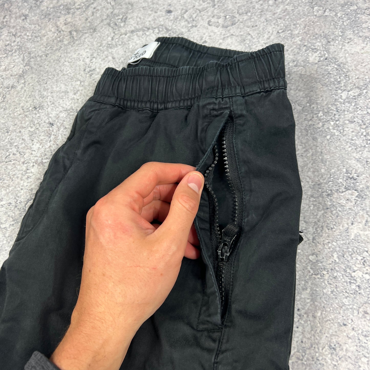 Stone Island Black Cuffed Cargo Trousers W30”