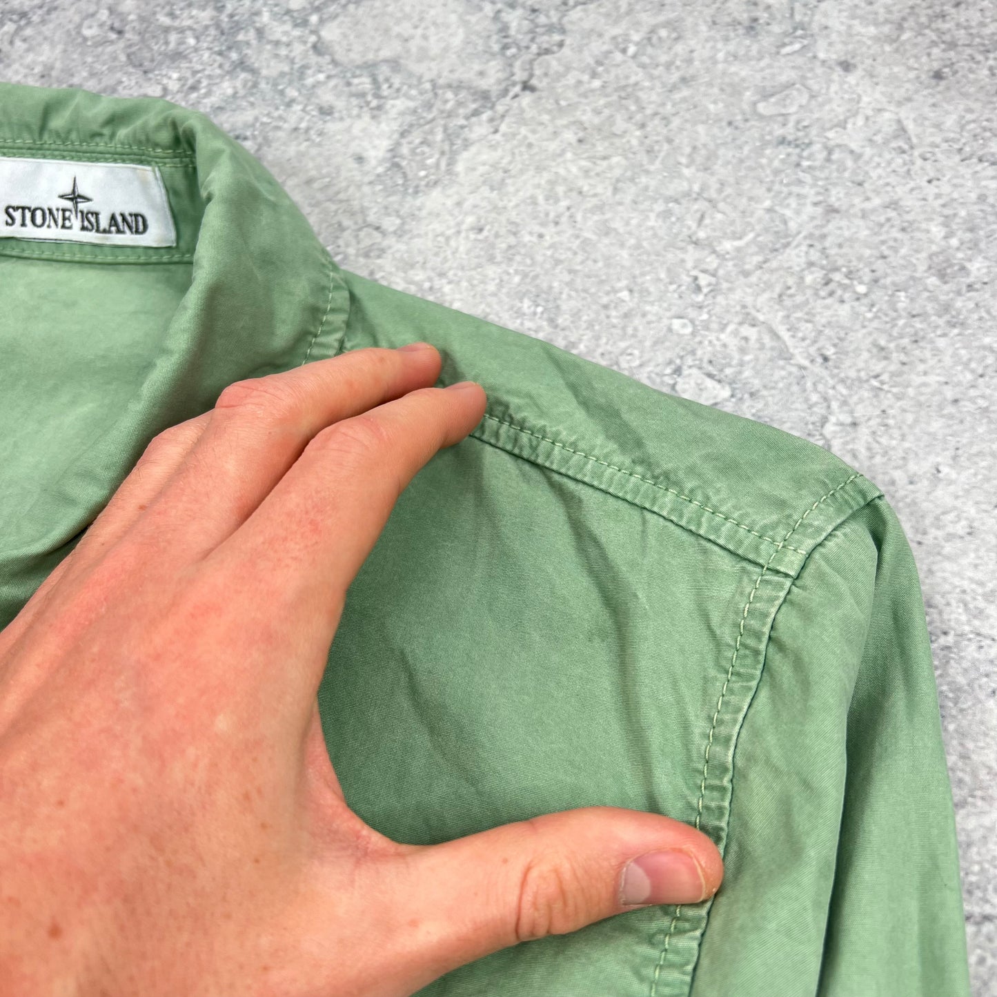 Stone Island Green Garment Dyed Overshirt Medium 21.25”