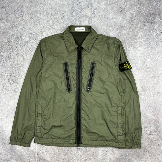 Stone Island Khaki Crinkle Reps Overshirt Medium 22”