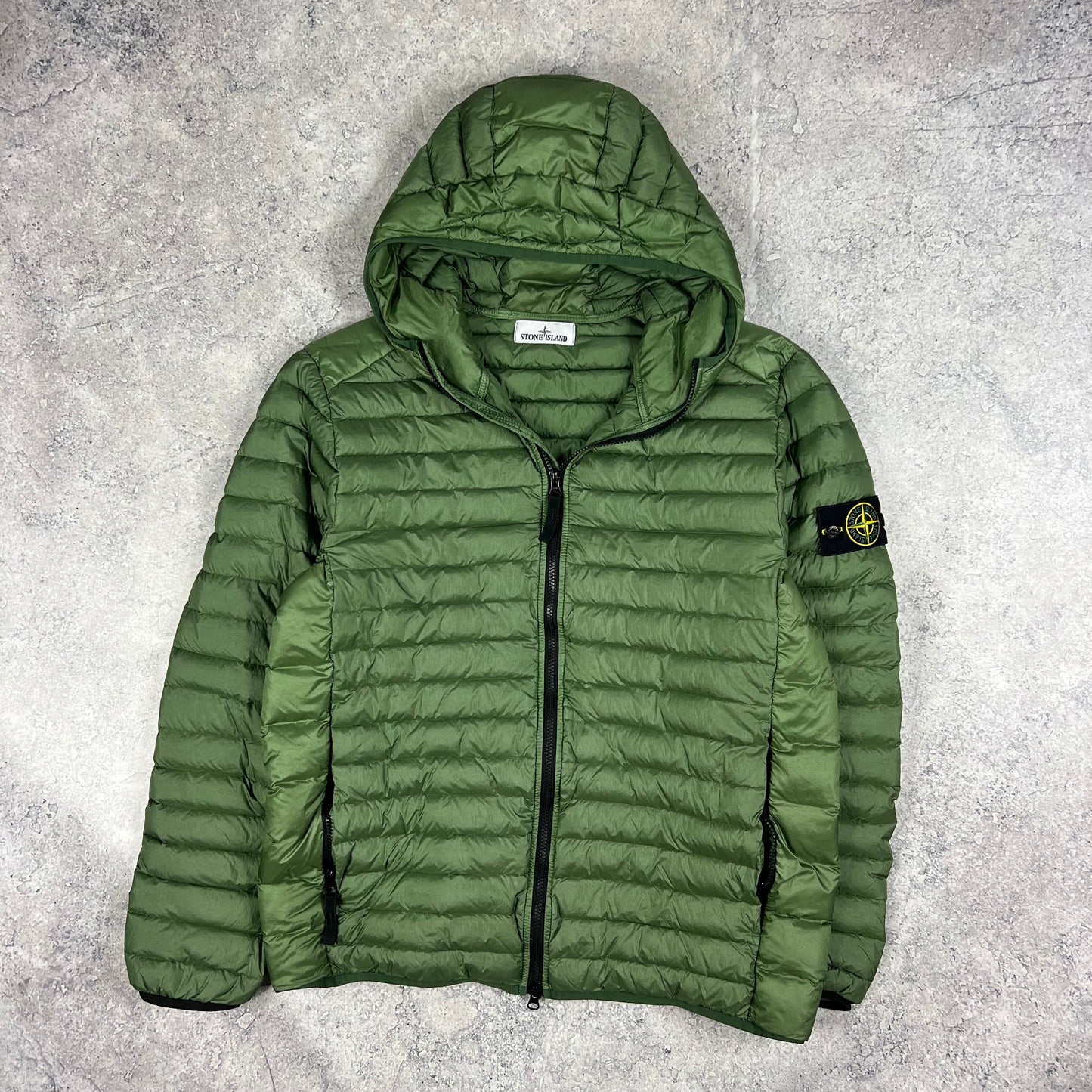 Stone Island Green Loom Woven Down Jacket Large 23”