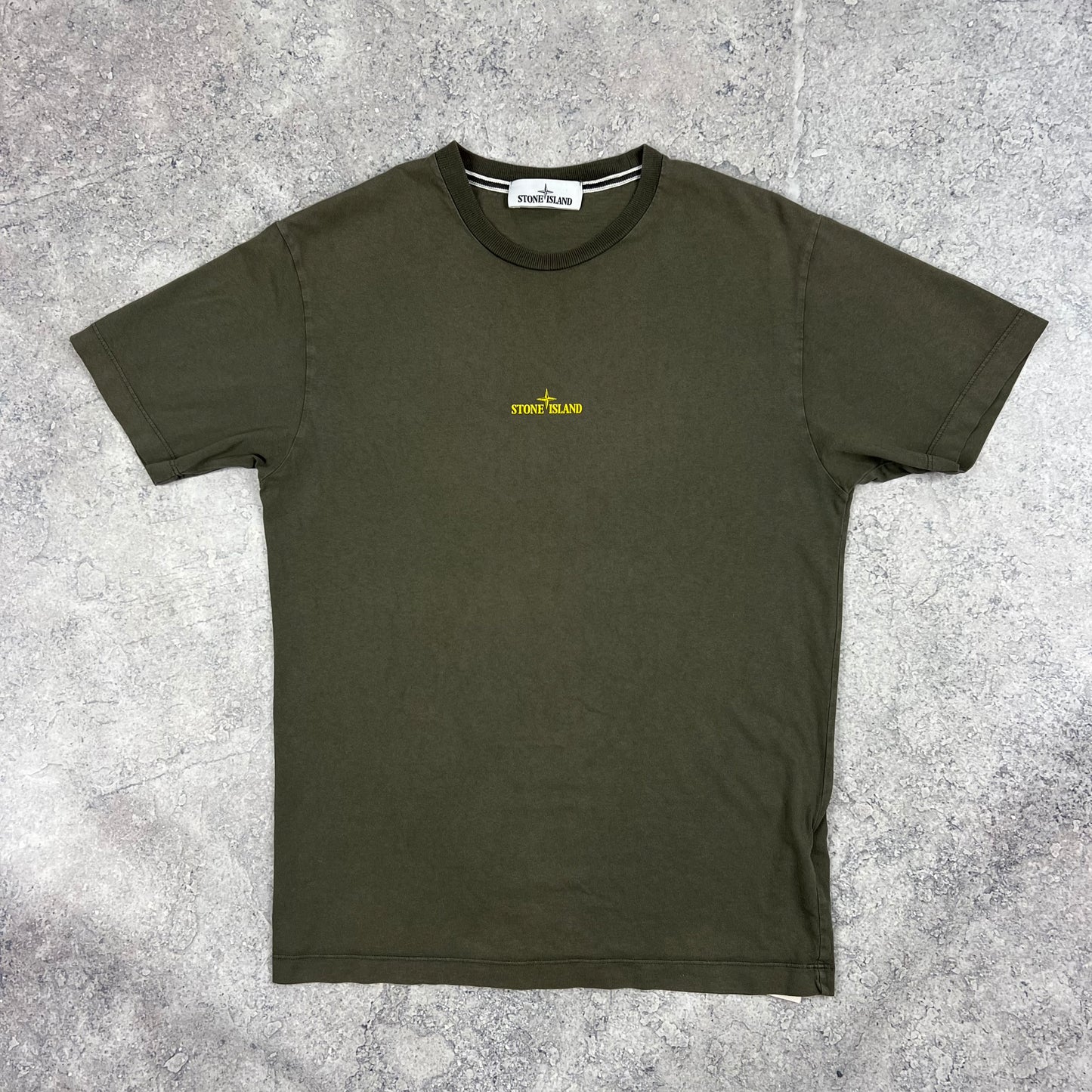Stone Island Khaki Paint T-Shirt Medium 19.75”