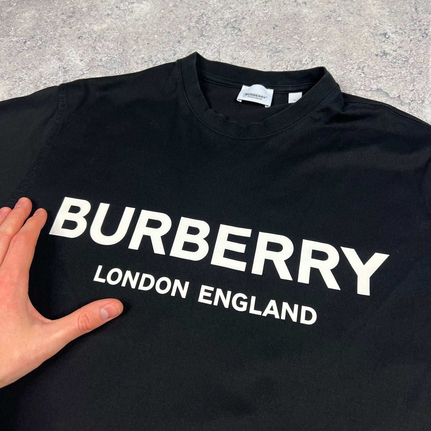 Burberry Black Spellout T-Shirt Medium 22”
