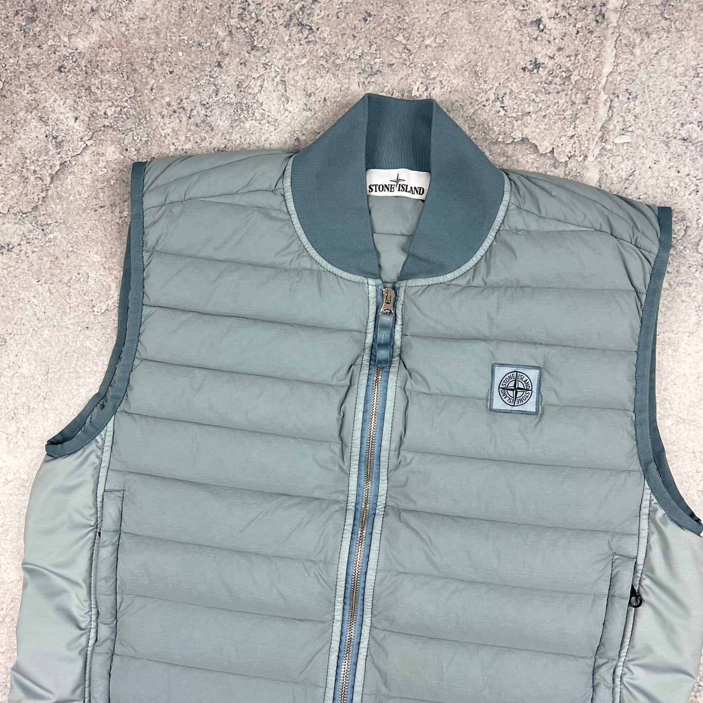 Stone Island Blue Loom Woven Down Gilet Medium 20.5”