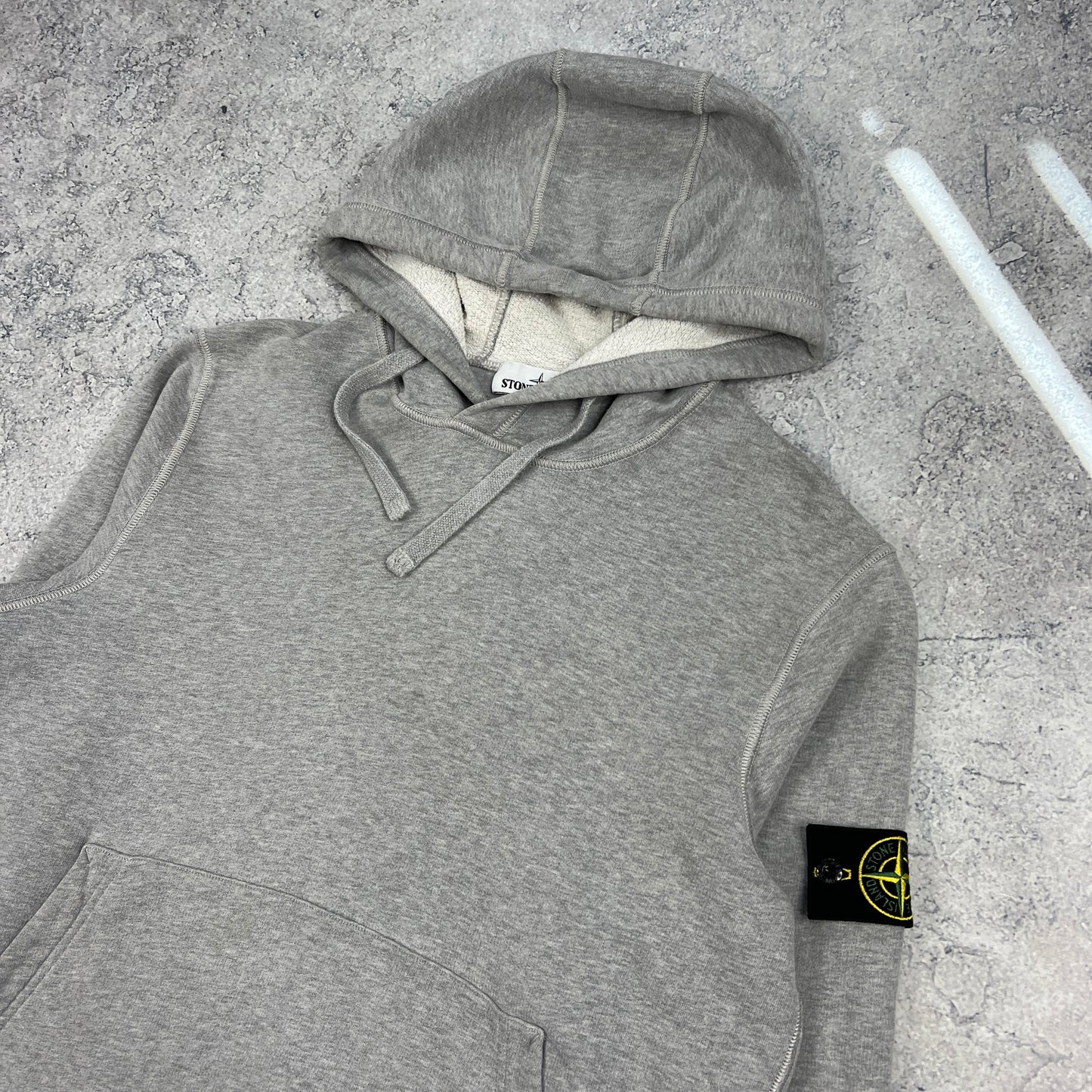Stone Island Grey Pullover Hoodie Medium 22.5”
